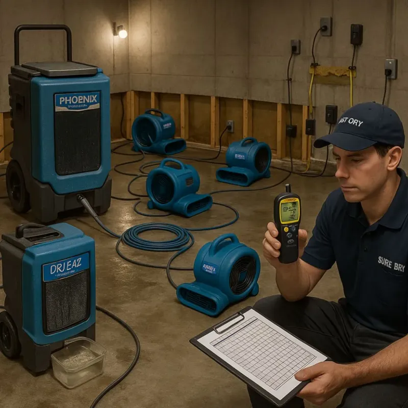 Structural Drying and Dehumidification process in Yorkville, OH